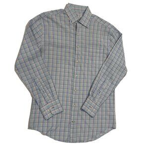 Peter Millar Shirt Mens Small Blue Plaid Summer Comfort Crown Sport Performance